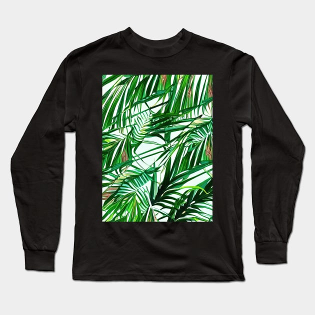 Tropical plants nature background Long Sleeve T-Shirt by Alekxemko